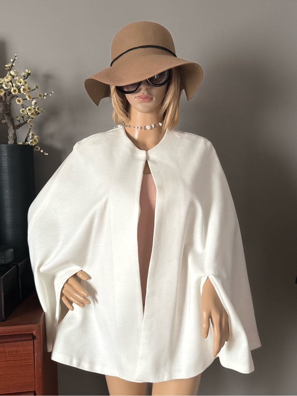Elegant White Women's Cape Classic Chic